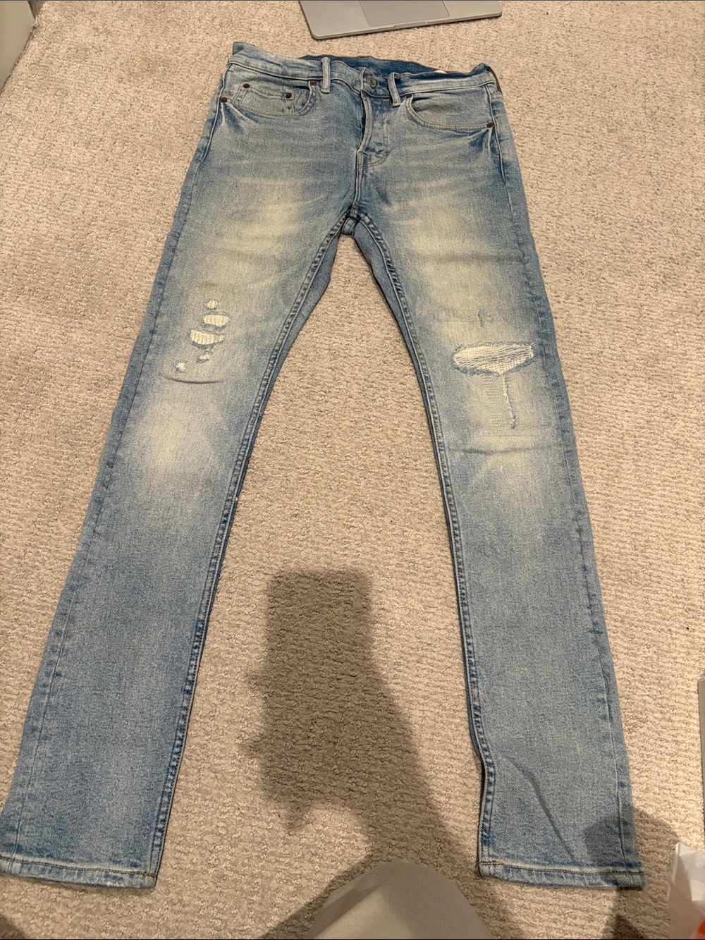 Men's all saints cigarette jeans light blue
